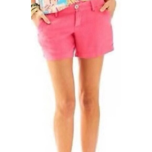 Lilly Pulitzer The Calla Shorts Womens Size 6 Hot Pink Barbie 100% Linen Summer - Picture 1 of 11